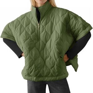 Army Green Puffer Cape BNWOT